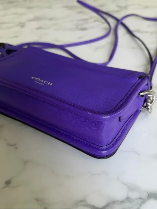 Coach Legacy Leather Penny Shoulder Crossbody Bag 19914 Ultraviolet Purple - Picture 11 of 15